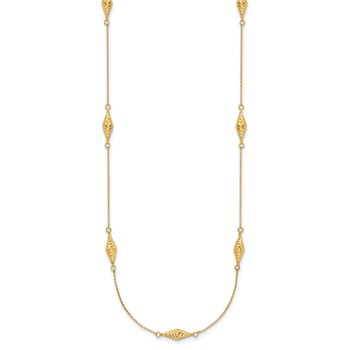 14k Polished and Diamond-cut Fancy Beaded 18 inch Necklace — alternate view