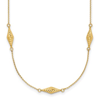 14k Polished and Diamond-cut Fancy Beaded 18 inch Necklace