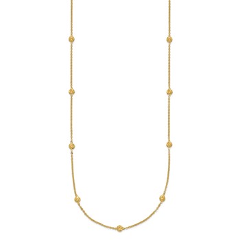 14k Polished Diamond-cut Tiny Puffed Circles 15-Station 18 inch Necklace — alternate view