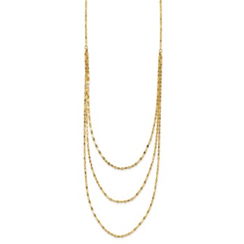 14k Polished Triple Strand Bib Fancy Chain 19.5 inch Necklace — alternate view