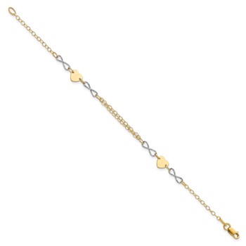 14k Two-tone Polished Infinity and Heart 7 inch Bracelet — alternate view
