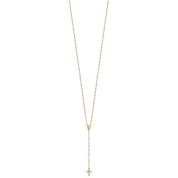 14k Polished Crucifix and Miraculous Medal 2mm Beaded 19.5 inch Rosary Necklace — alternate view