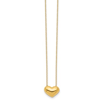 14k Polished Puffed Heart 18 inch Necklace — alternate view