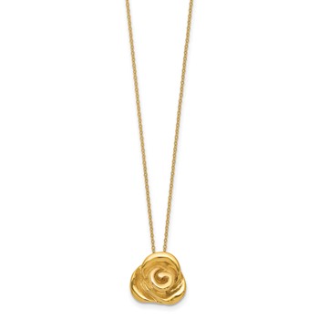 14k Polished Puffed Rose 18 inch Necklace — alternate view