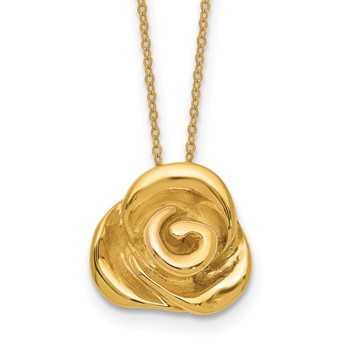 14k Polished Puffed Rose 18 inch Necklace