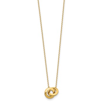 14k Polished Fancy Interlocking Circles 16 inch Necklace Plus 1 inch Extender — alternate view