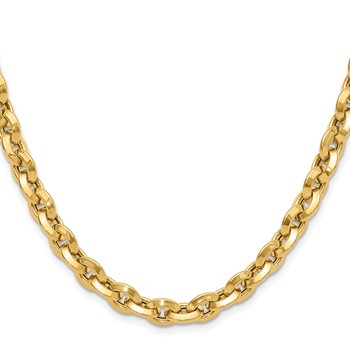 14K Polished Fancy Knife-edge Rolo Link Necklace