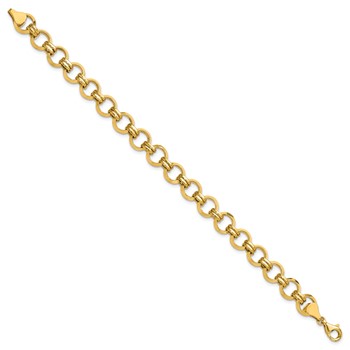 14k Polished 9.4mm Fancy Circle Link 7.5 inch Bracelet — alternate view