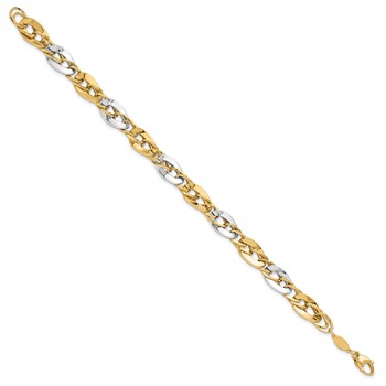 14K Two-tone Polished Fancy Double Curb Link Bracelet — alternate view