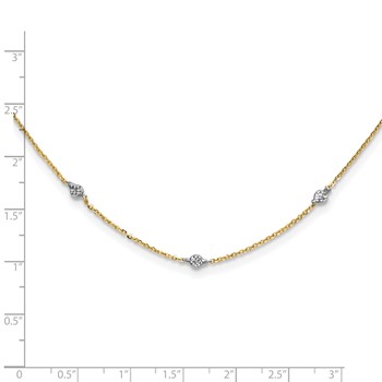 14K and White Rhodium Polished Diamond-cut Discs and Chain 18 inch Station Necklace — alternate view