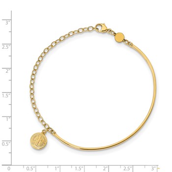 14K Polished St. Benedict Medal Half-Bangle 7 inch Bracelet — alternate view
