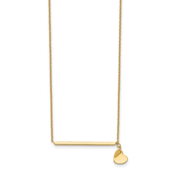 14k Polished Heart w/ 2in ext. Necklace — alternate view