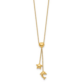 14k Heart, Star & Dolphin Y-Necklace — alternate view