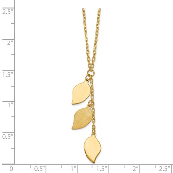 14K Brushed & Polished w/2 in ext Leaf Necklace — alternate view