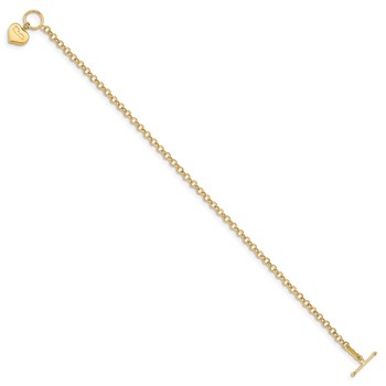 14k Puffed MOM Heart Dangle 7.5 inch Toggle Bracelet — alternate view