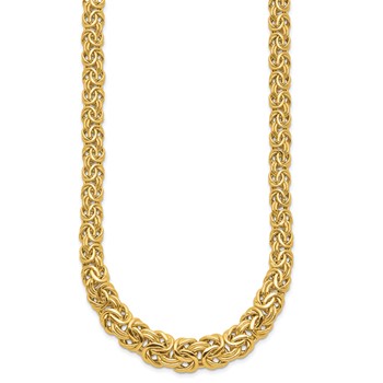 14k Fancy Graduated 7-12mm Flat Byzantine 17.5 inch Necklace — alternate view