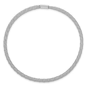 14K with White Rhodium 4mm Fancy Woven Mesh Slip-on Stretch Bracelet — alternate view