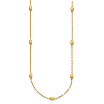 14k Diamond-cut Chain with Satin Oval Beads 18 inch Necklace — alternate view
