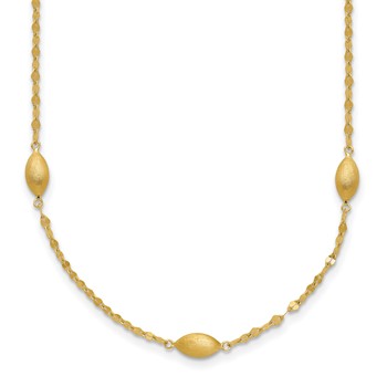 14k Diamond-cut Chain with Satin Oval Beads 18 inch Necklace