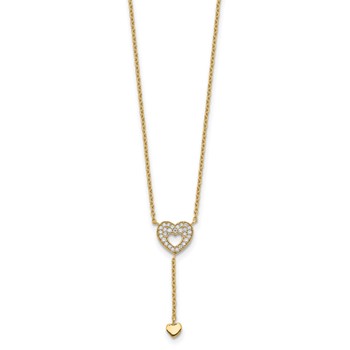 14K Heart with CZs Necklace — alternate view