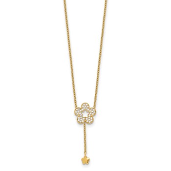 14K Flower CZ Necklace — alternate view
