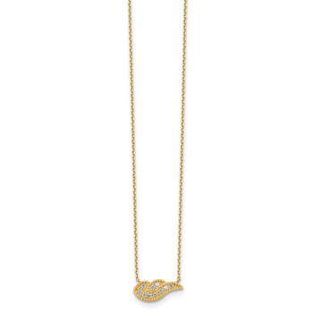 14K Angel Wing CZ with 2IN EXT Necklace — alternate view