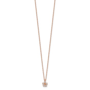 14K Rose Gold CZ Flower w/ 1in ext. Necklace — alternate view