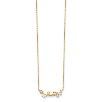 14K Flower with Crystal & CZ with 2IN EXT Necklace — alternate view