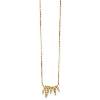 14K Decorated Triangles CZ with 2IN EXT Necklace — alternate view