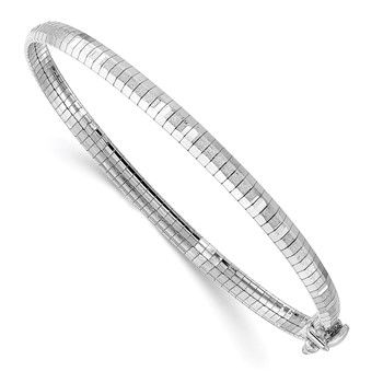 14K White Gold Polished and Satin Diamond-cut 4mm 7.5 inch Omega Bracelet