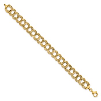 14K Polished 11.8mm Fancy Triple Link 7.5 inch Bracelet — alternate view