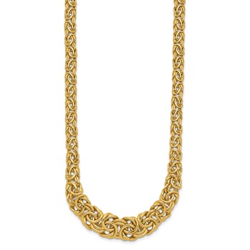 14k Graduated 7-10mm Fancy Byzantine 17.25 inch Necklace — alternate view
