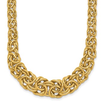 14k Graduated 7-10mm Fancy Byzantine 17.25 inch Necklace