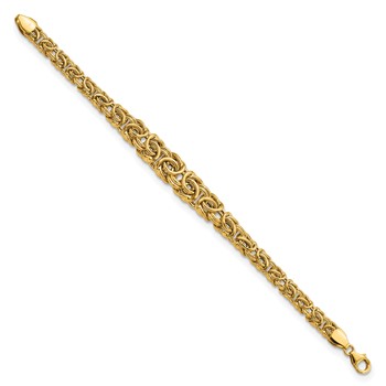 14k Graduated 7-10mm Fancy Byzantine 7.25 inch Bracelet — alternate view