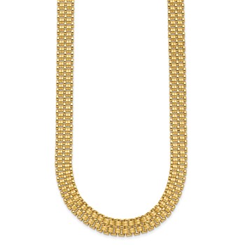 14K Brushed and Polished Basket Weave Pattern 17 inch Necklace — alternate view