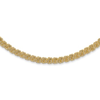 14K Polished & Textured Quadruple Link Necklace