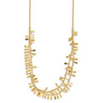 14K Polished Double Strand Fancy Link w/2 in ext. Necklace — alternate view