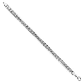 14K White Gold Polished 6.5mm Diamond-cut Fancy Link 7.5 inch Bracelet — alternate view