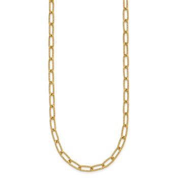 14K Textured 3.75mm Fancy Open Link 18 inch Necklace — alternate view
