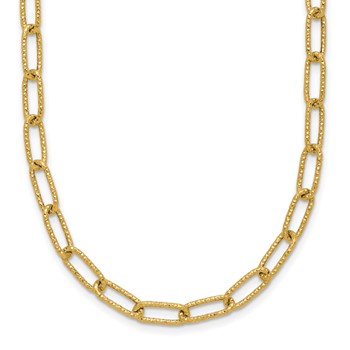 14K Textured 3.75mm Fancy Open Link 18 inch Necklace