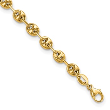 14K Polished 4mm Fancy Link 7.5 inch Bracelet