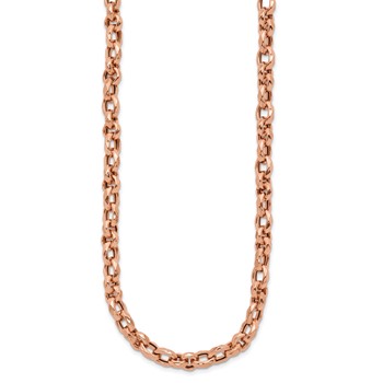 14K Rose Gold Polished 4mm Fancy Faceted Link 18 inch Necklace — alternate view