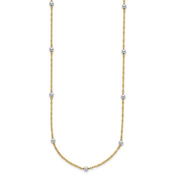 14K Two-tone Polished Bead Fancy 17 inch Station Necklace — alternate view