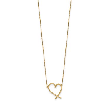 14K Polished Open Heart 16 inch Necklace Plus 2 inch Extender — alternate view