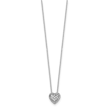 14k White Gold Diamond-cut Heart Slide 18 inch Necklace — alternate view