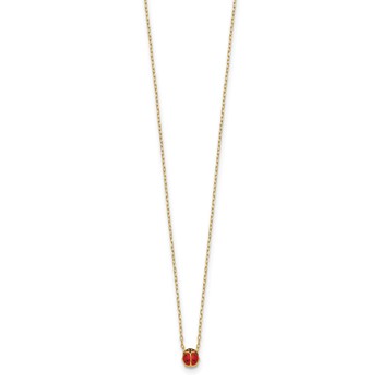 14k Polished Red and Black Enameled Small Ladybug 16.5 inch Necklace — alternate view