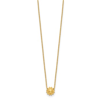 14k Polished Puffed Sun 16.5 inch Necklace — alternate view