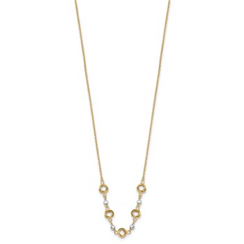 14K Two-tone Polished Love Knots with Mirror Beads 18 inch Necklace Plus 2 inch Extender — alternate view