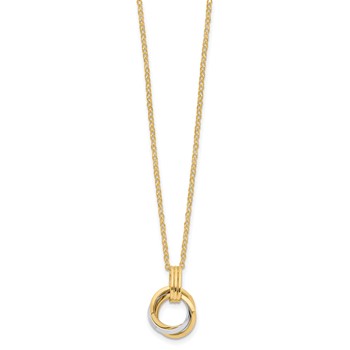 14K Two-tone Polished Intertwined Circles w/ .25 inch ext Necklace — alternate view