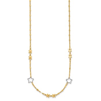 14K Two-tone Polished Star Necklace — alternate view